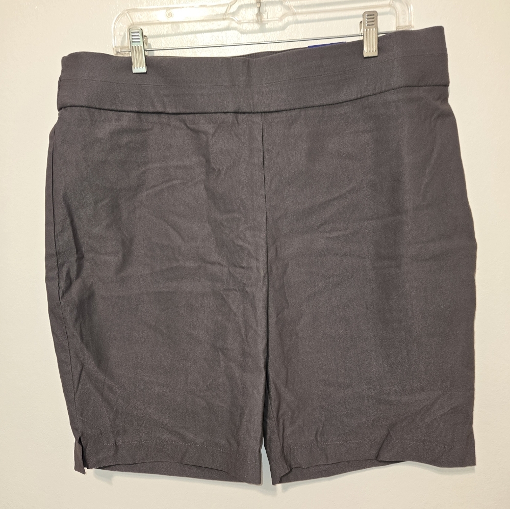 Apt 9 Womens Pull On Bermuda Shorts Slimming Stretch Gray Haze